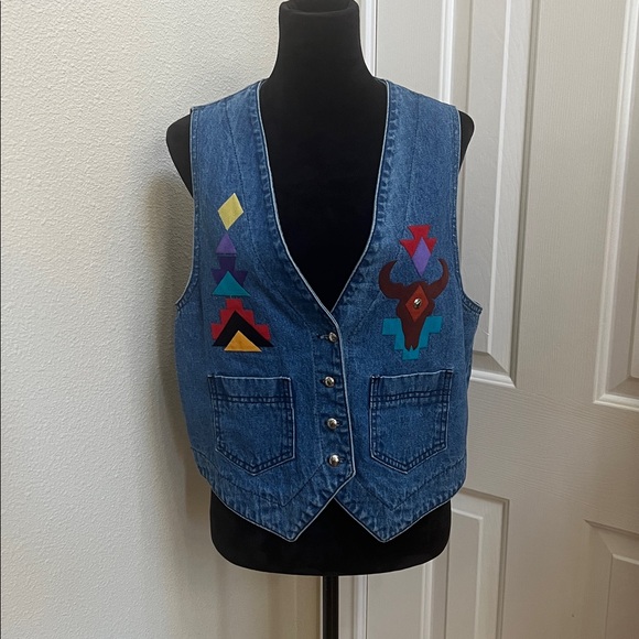 Sundance Denim Wear Western Denim Vest large - Picture 2 of 7
